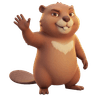 Theo the beaver waving goodbye